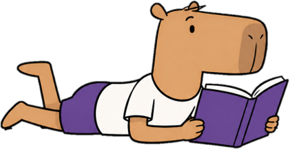 Маскот MathLav читает книгу